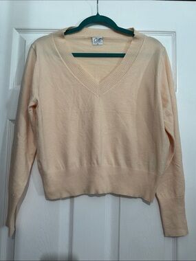 Juniors Light Cream V-Neck Sweater